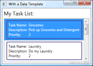 使用数据模板的列表框