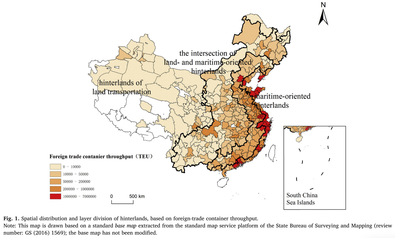 论文阅读：On determining the hinterlands of China‘s foreign trade container ports