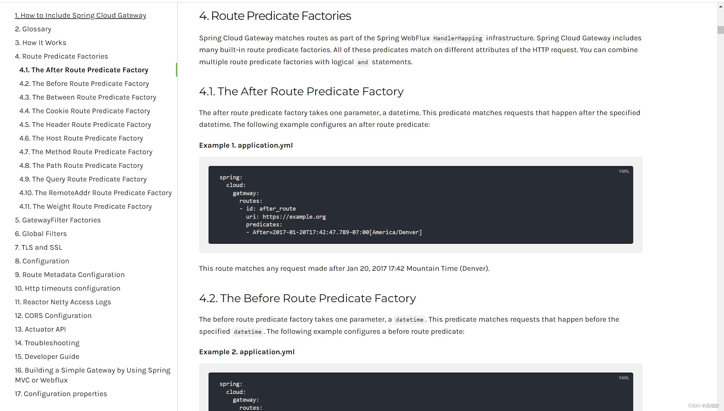 SpringCloud Gateway中Route Predicate Factories详细说明