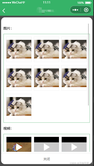 微信小程序：多图片显示及图片点击放大，多视频显示