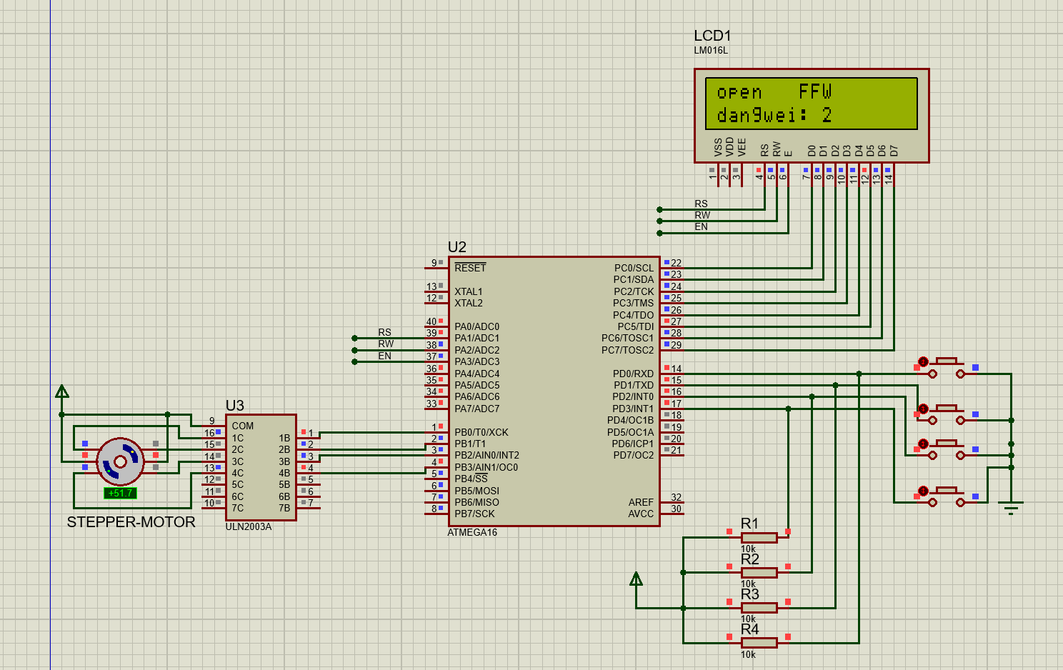 【TB作品】步进电机控制器，ATMEGA16单片机，Proteus仿真